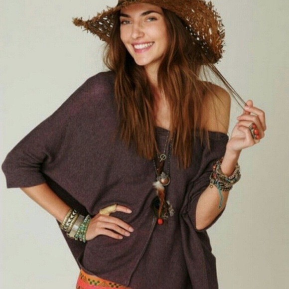Free People Batwing Oversized Sweater size small wool cotton blend fall bohemian - Picture 1 of 6